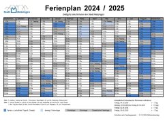 Ferienkalender Schuljahr 2024/25 Schulen der Stadt Metzingen